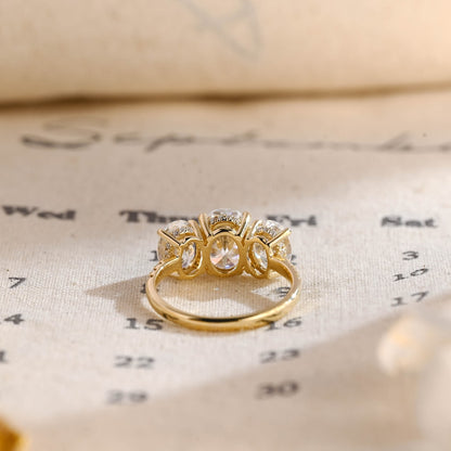 Stunning 3.0 CT Oval Moissanite Engagement Ring with 3 Stones Design 3