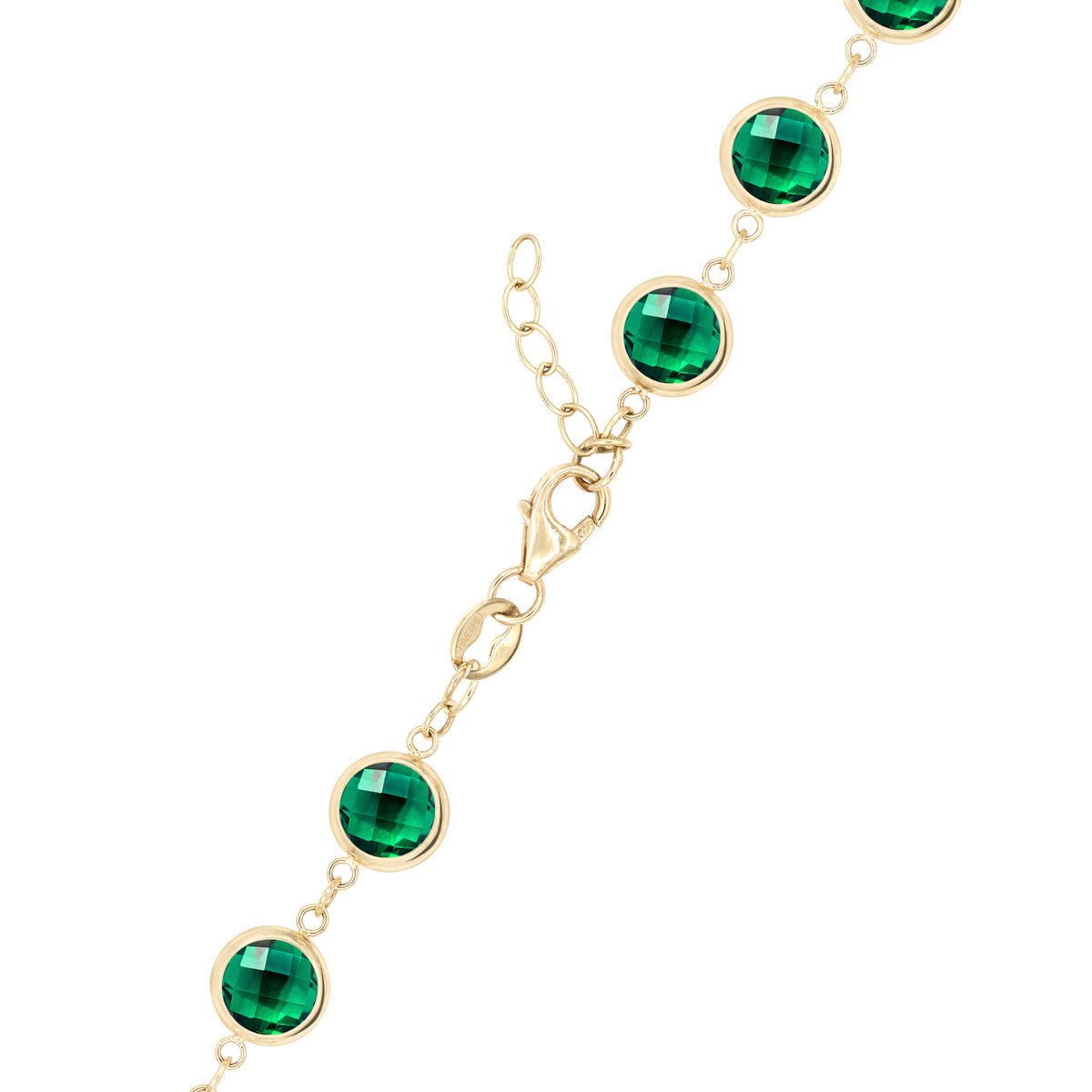 13.44 TCW Round Emerald Lab Made Diamond-May Birthstone Dainty Bracelet 4