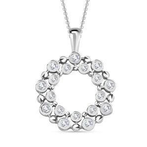 Round Cut Cubic Zirconia in 925 Sterling Silver Necklace