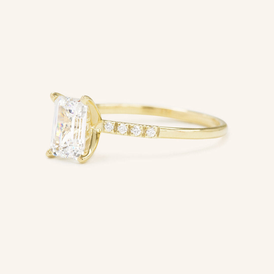 Stunning 1 CT Emerald Moissanite Engagement Ring with Pave Design 2