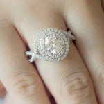 Stunning 1.0 CT Oval  Moissanite Engagement Ring with Double Halo Design 9