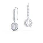 1.0 TCW Round Shape Moissanite Halo Drop Earrings in Gold 5