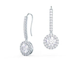 1.0 TCW Round Shape Moissanite Halo Drop Earrings in Gold 5