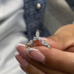 Stunning 0.56 CT Round & Marquise Moissanite Stones Wedding Bands 1
