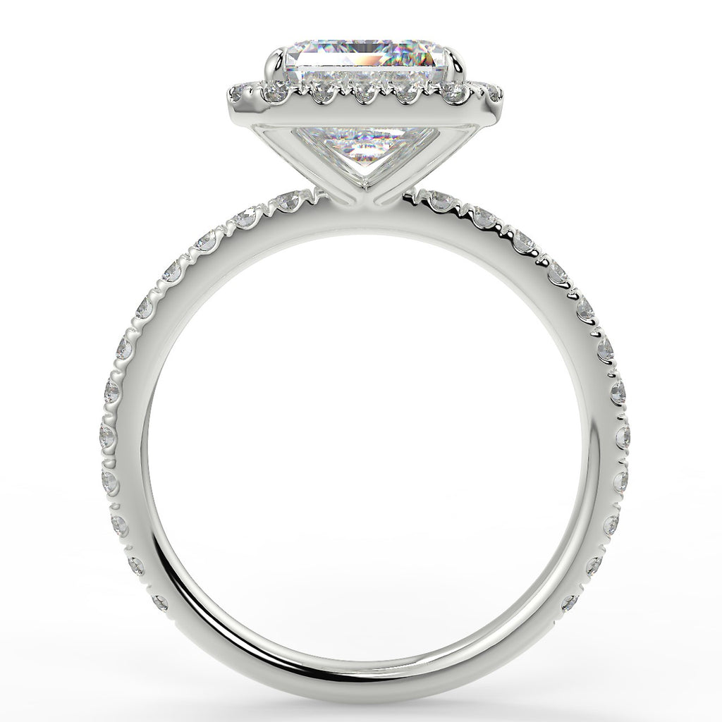 Stunning 2.53 CT Emerald Moissanite Engagement Ring with Halo & Pave Design 6