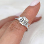 Stunning 3.60 CT Emerald Moissanite Engagement Ring with Three stone Design 6