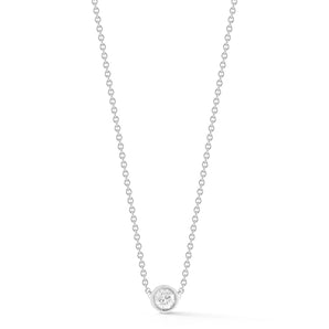 0.30 CT Round Moissanite Diamond Bezel Solitaire Pendant Necklace in Solid Gold