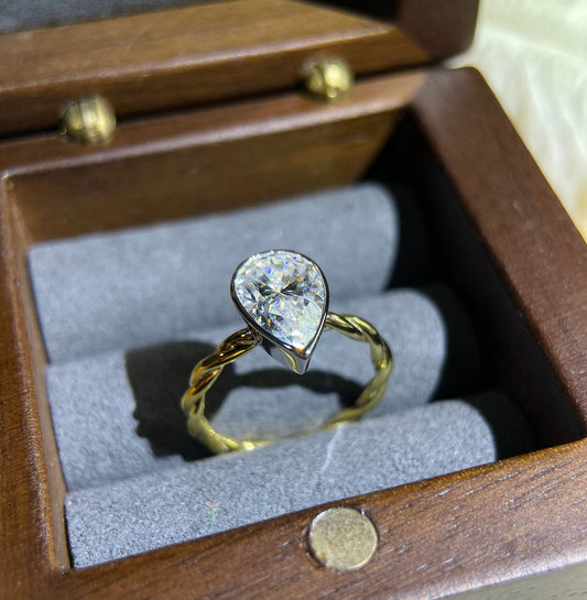 Stunning 3.0 CT Pear Moissanite Engagement Ring with Bezel Design 2
