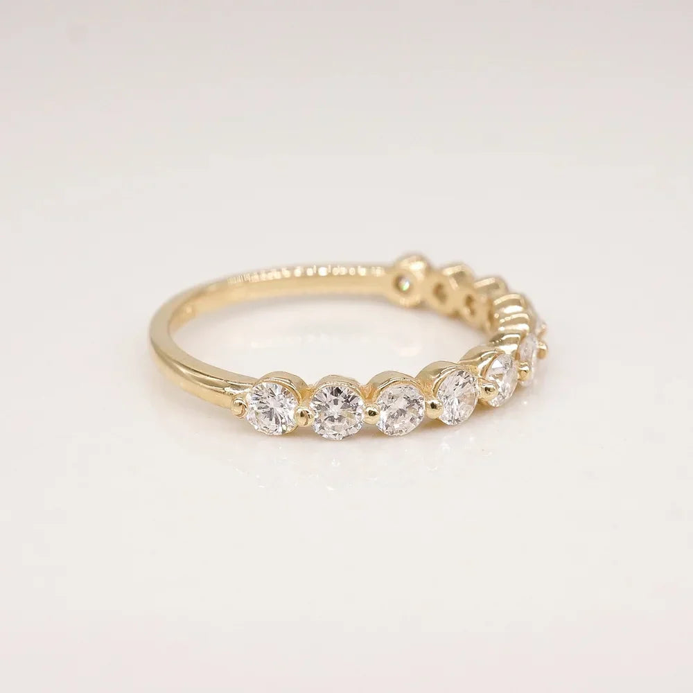 Stunning 0.4 TCW Round Moissanite Stone Half Eternity Wedding Band 2