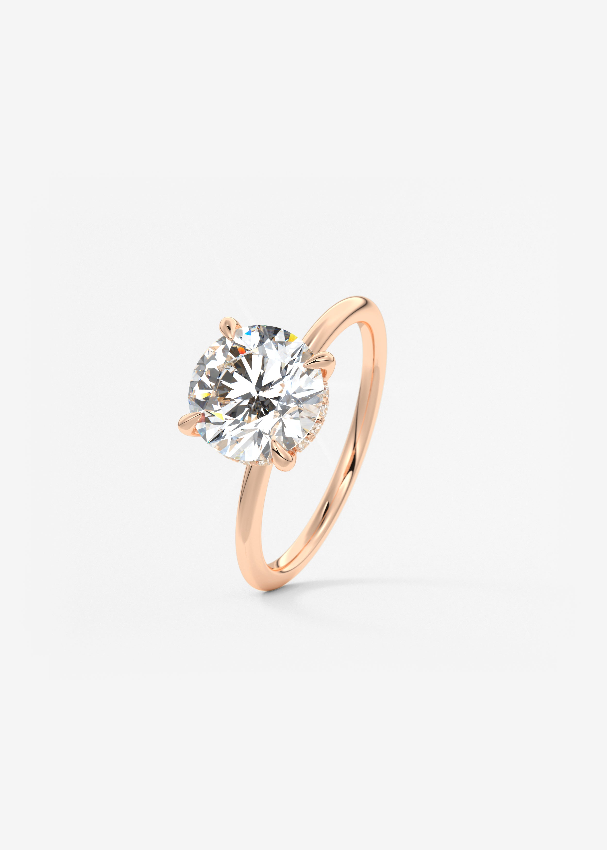 Round Hidden Halo Lab Grown Diamond Engagement Ring