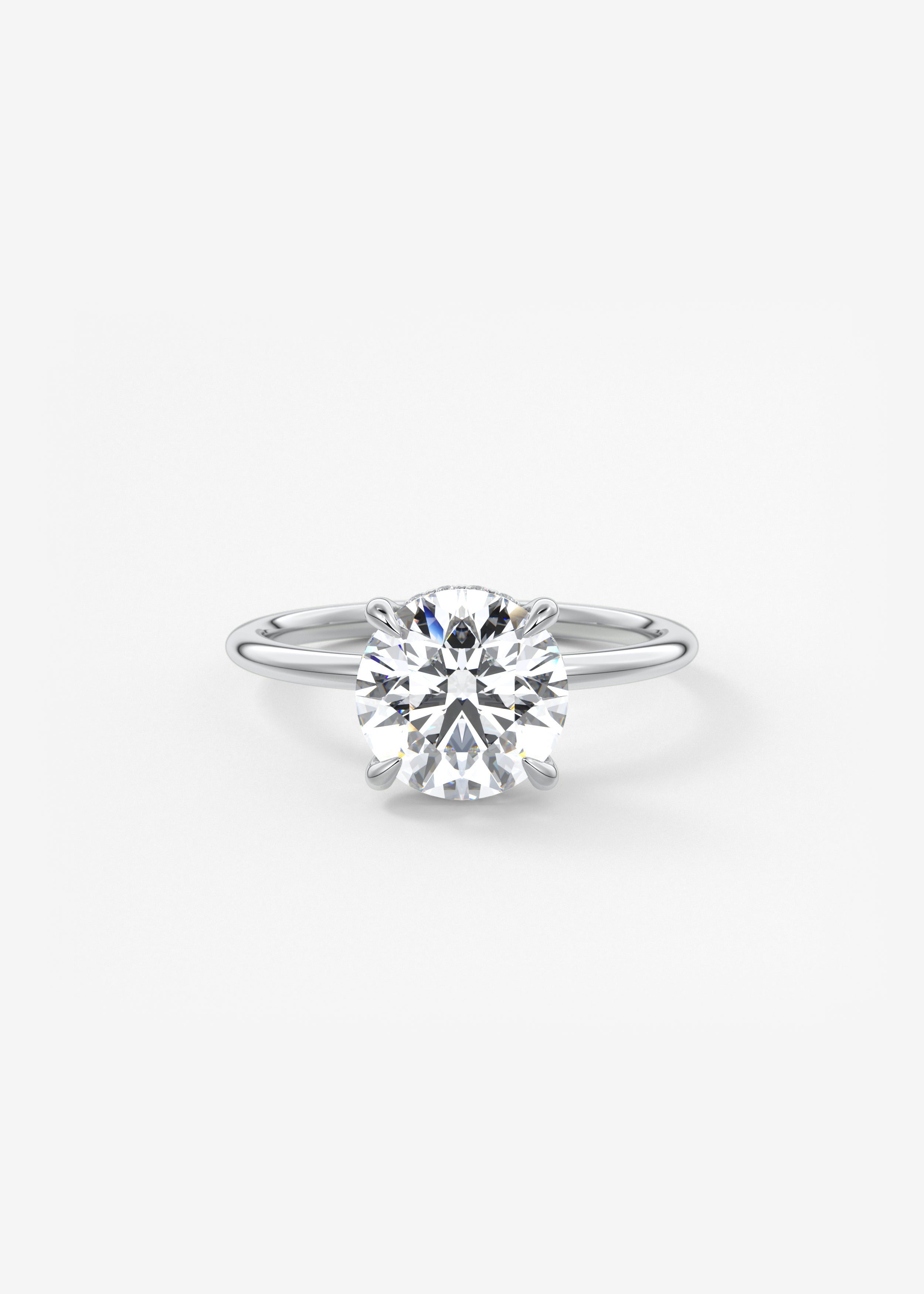 Round Hidden Halo Lab Grown Diamond Engagement Ring