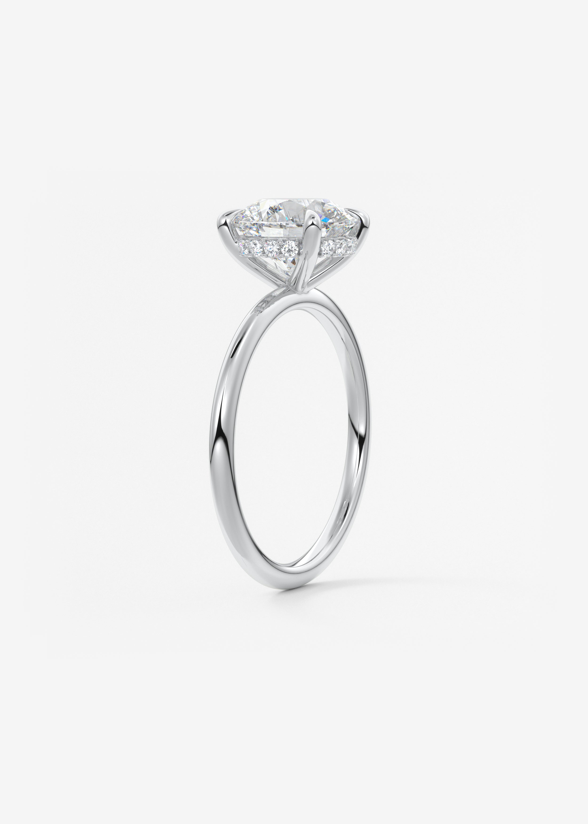 Round Hidden Halo Lab Grown Diamond Engagement Ring