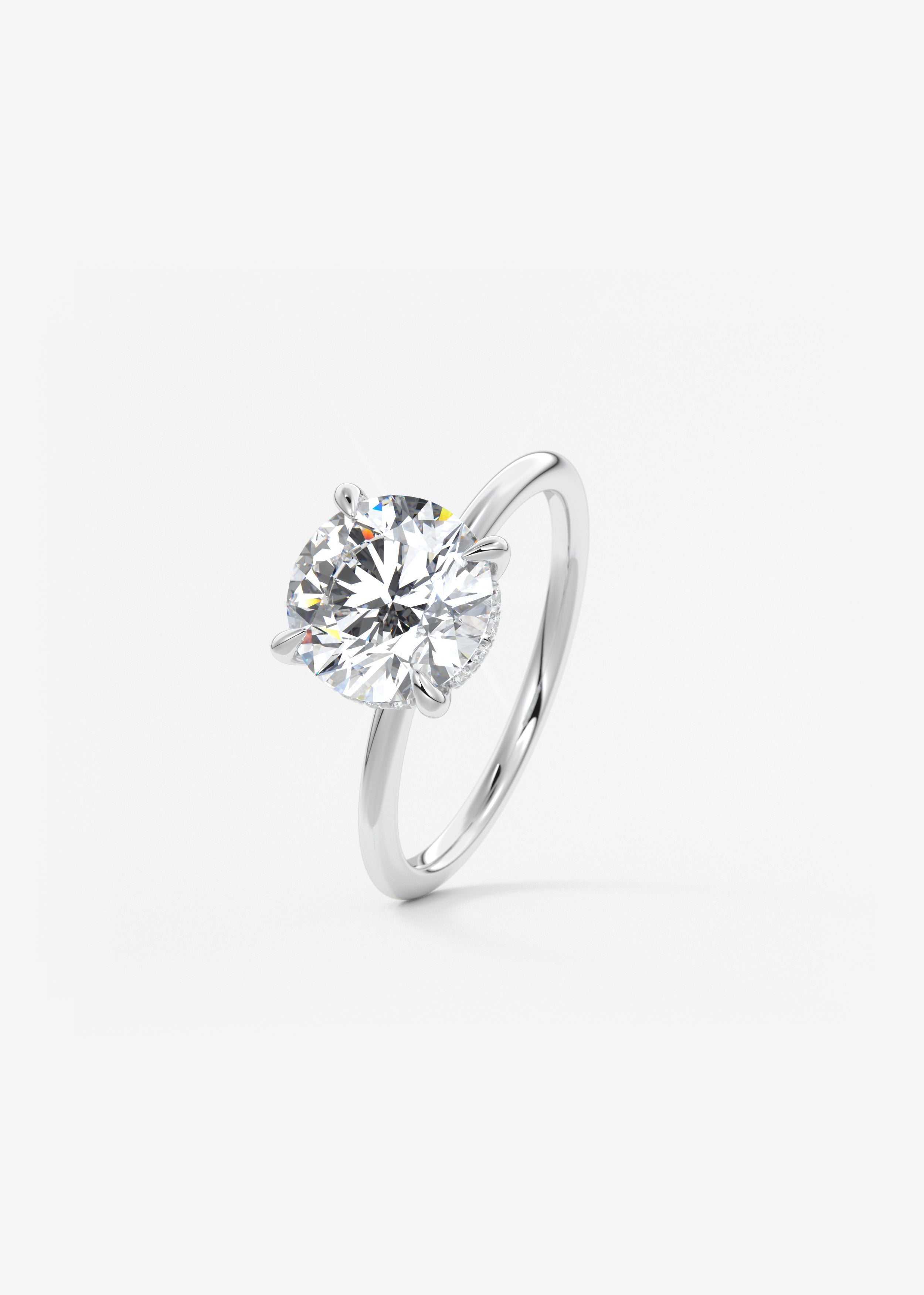 Round Hidden Halo Lab Grown Diamond Engagement Ring
