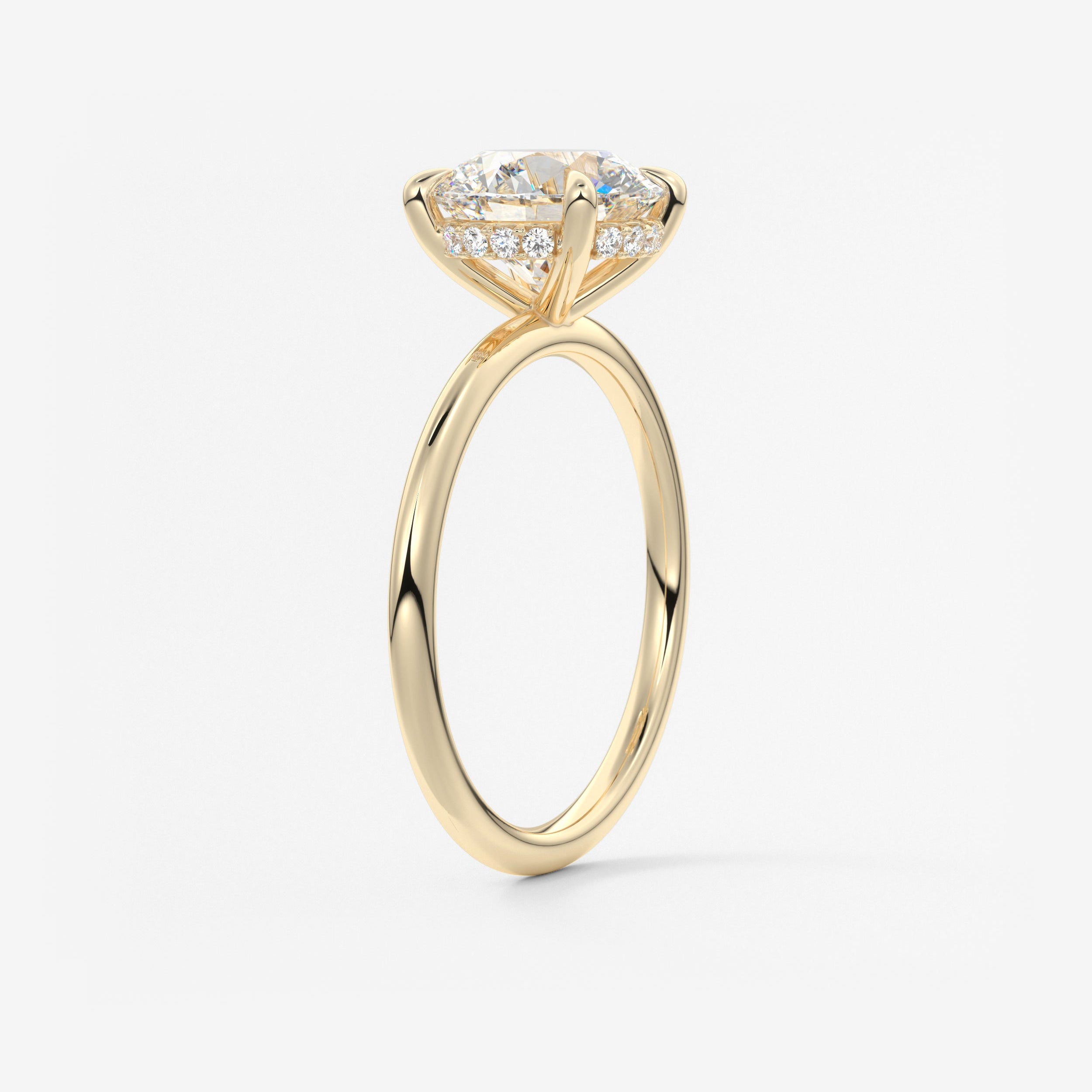 Round Hidden Halo Lab Grown Diamond Engagement Ring
