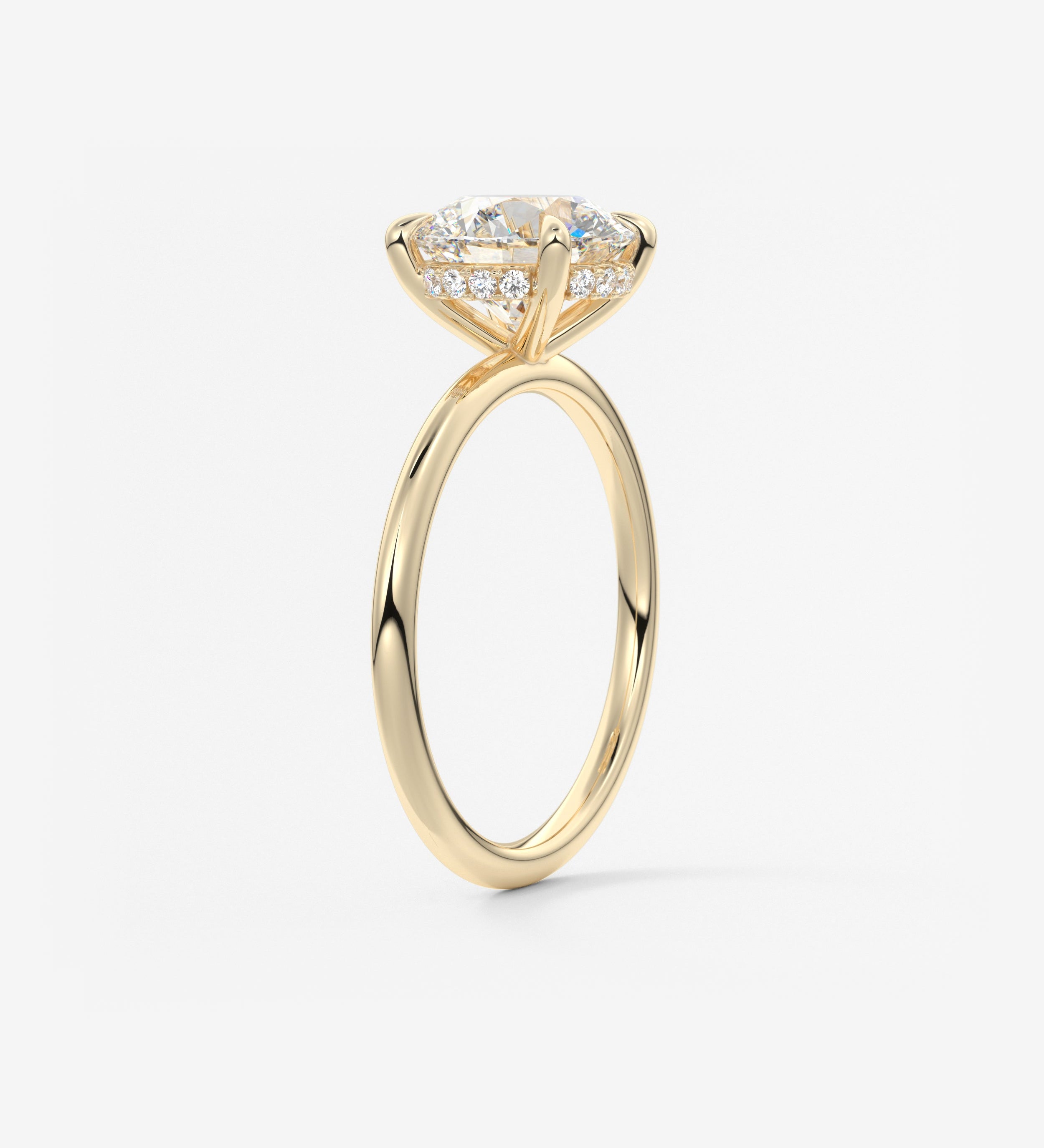 Round Hidden Halo Lab Grown Diamond Engagement Ring