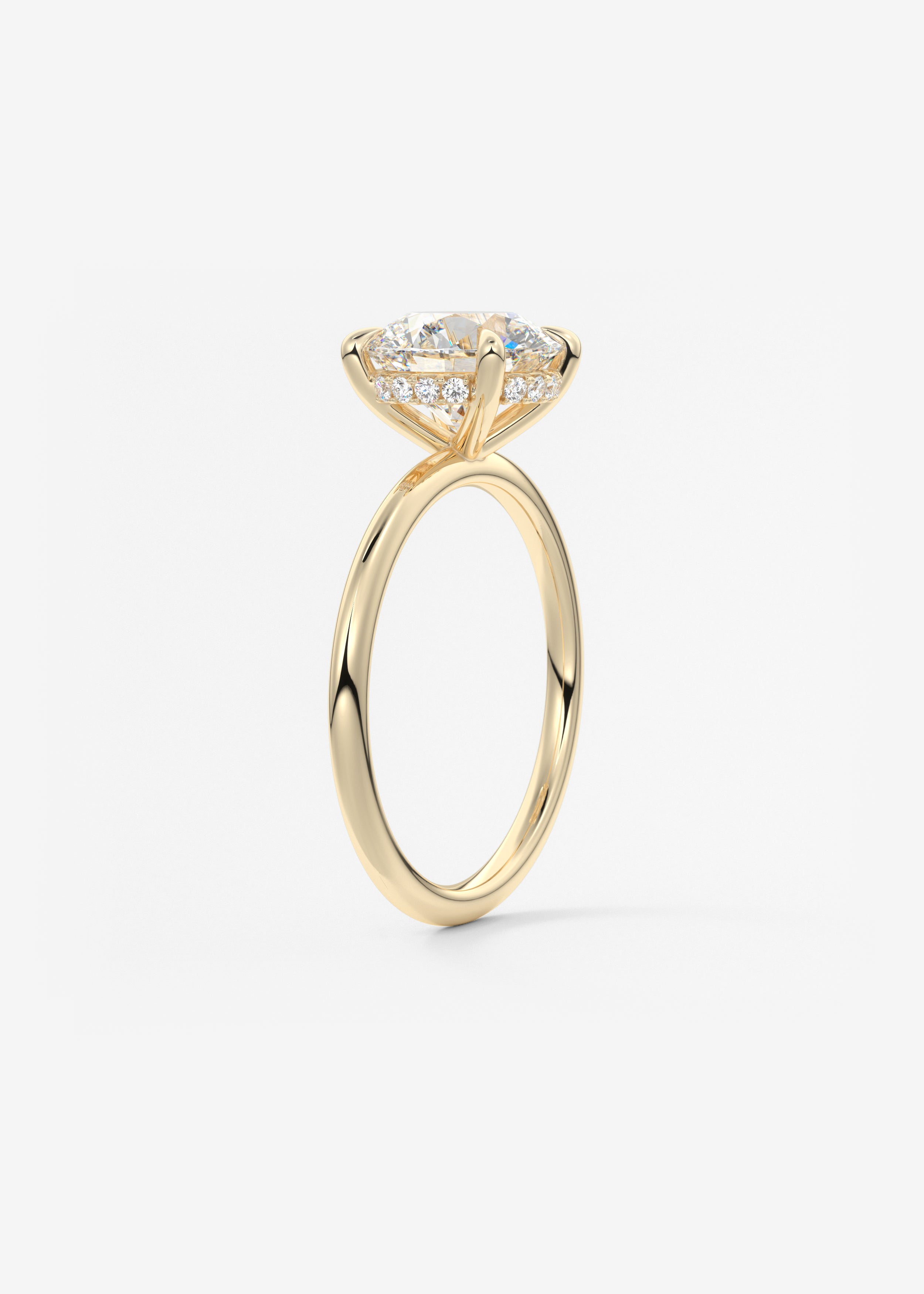 Round Hidden Halo Lab Grown Diamond Engagement Ring