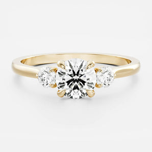 Stunning 0.5-1.5 CT Round Moissanite Engagement Ring with Three Stone Design