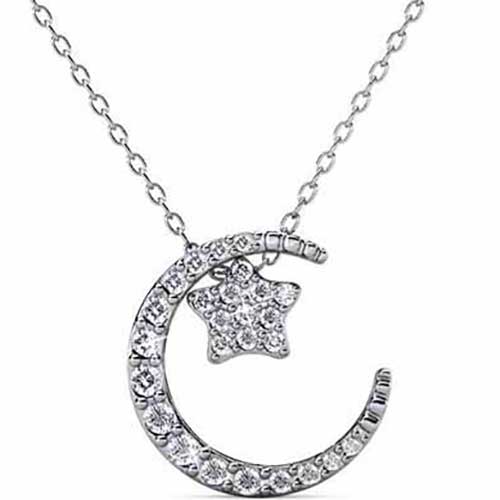 Round Cut Cubic Zirconia in 925 Sterling Silver Necklace 1