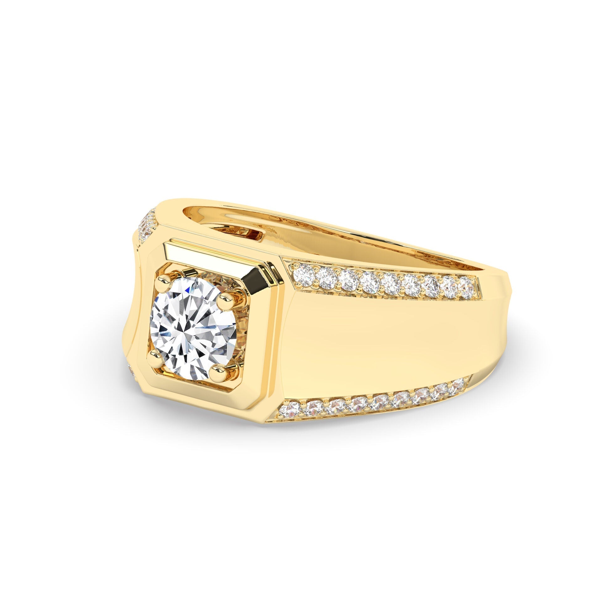 Delicate 0.50 CT Moissanite Men's Wedding Band with Round Cut Stones in Solid Gold 4