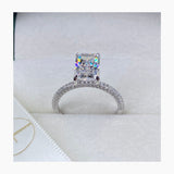 Stunning 2.5 CT Radiant Moissanite Engagement Ring with Pave and Hidden Halo Designs 5
