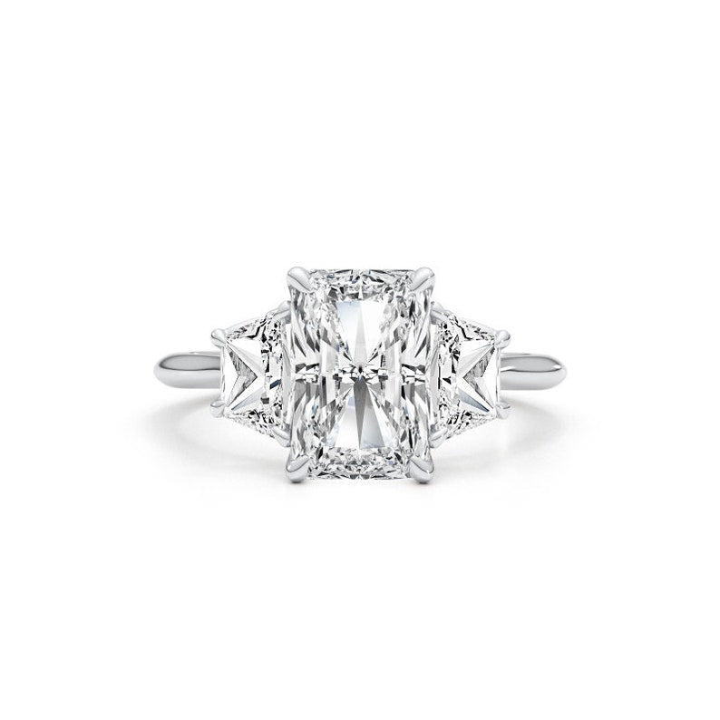 Stunning 4.0 CT Radiant Moissanite Engagement Ring with Three Stone Design 2