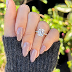 Stunning 3 CT Emerald Moissanite Engagement Ring with Pave Design 6