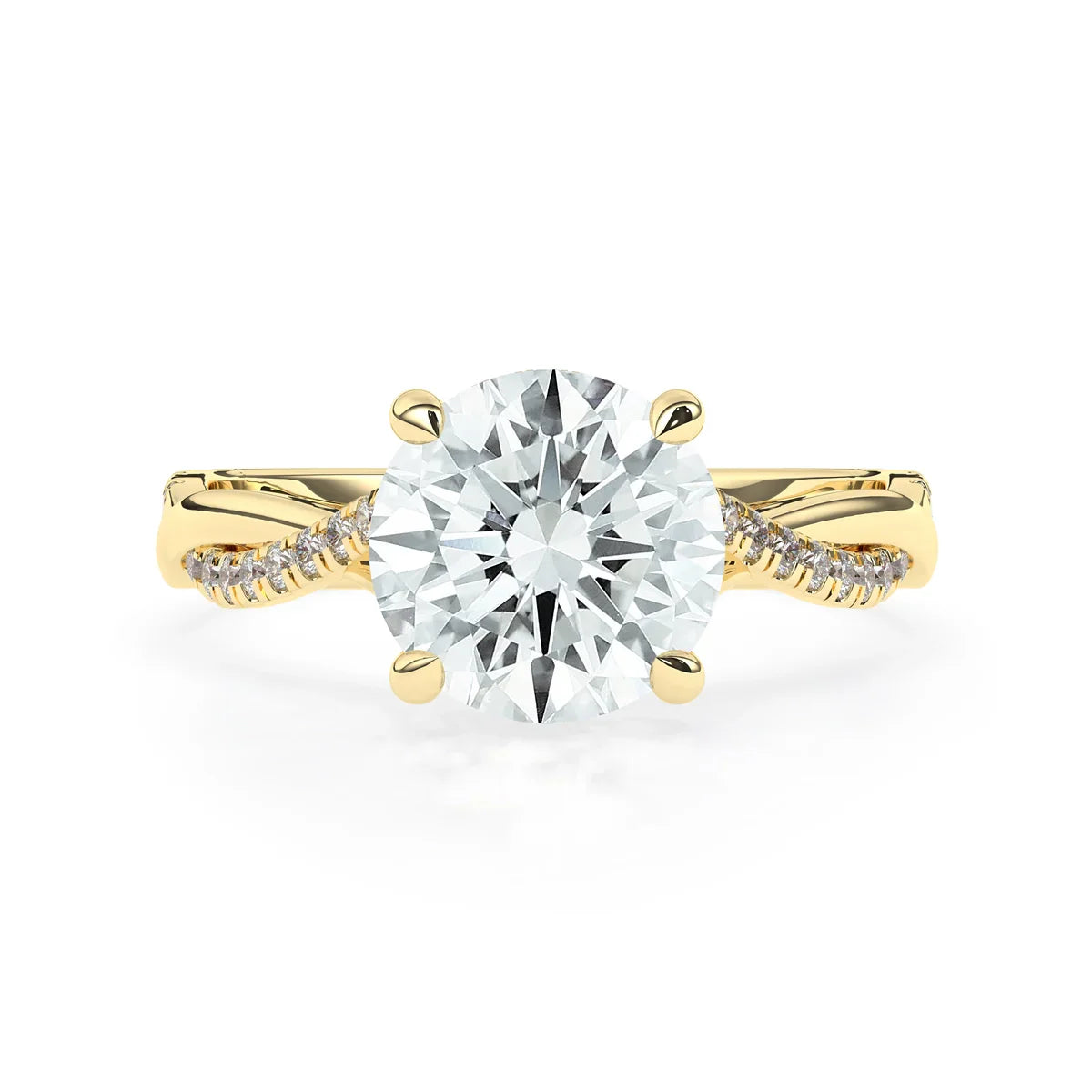 Stunning 3.0 CT Round Moissanite Engagement Ring with Hidden Halo & Twisted Pave Design 1