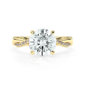 Stunning 3.0 CT Round Moissanite Engagement Ring with Hidden Halo & Twisted Pave Design