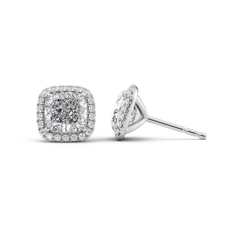 
                  
                    3 TCW Cushion Cut Halo Stud Moissanite Earrings
                  
                