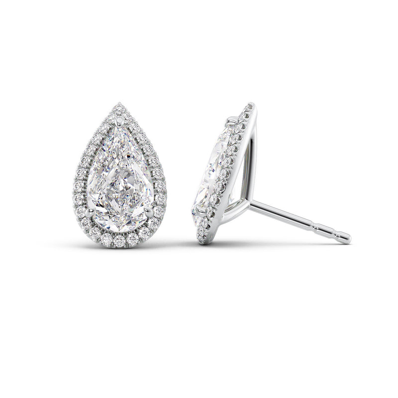 
                  
                    3 TCW Pear Cut Halo Stud Moissanite Earrings
                  
                