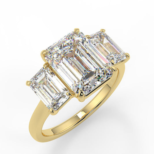 Stunning 2.53 CT Emerald Moissanite Engagement Ring with Three Stone Design 2
