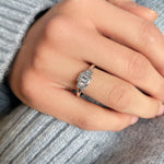 Stunning 0.7 CT Emerald Moissanite Stones Three Stones Engagement Ring 4