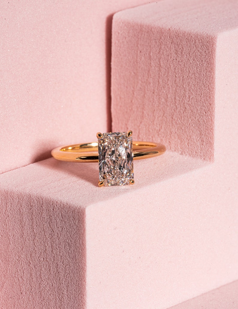 Stunning 1.70 CT Radiant Moissanite Engagement Ring with Solitaire Design 10