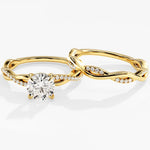 1.0 CT Round Cut Moissanite Bridal Ring Set with Round Wedding Bands 1