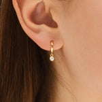 0.10 TCW Round Cut Moissanite Bezel Drop Earrings in Gold 6