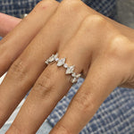 Stunning 1.23 CT Round & Marquise Moissanite Stones Half Eternity Wedding Bands 7
