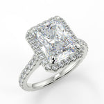 Stunning 2.45 CT Radiant Moissanite Engagement Ring with Halo & Pave Design 5