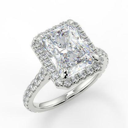 Stunning 2.45 CT Radiant Moissanite Engagement Ring with Halo & Pave Design 5