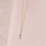 0.30 TCW Round Cut Moissanite Diamond Cross Pendant Necklace in Solid Gold 1