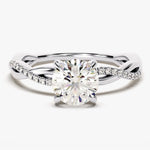 Stunning 1.0 CT Round Moissanite Engagement Ring with Twisted Pave Design 4