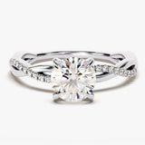 Stunning 1.0 CT Round Moissanite Engagement Ring with Twisted Pave Design 4