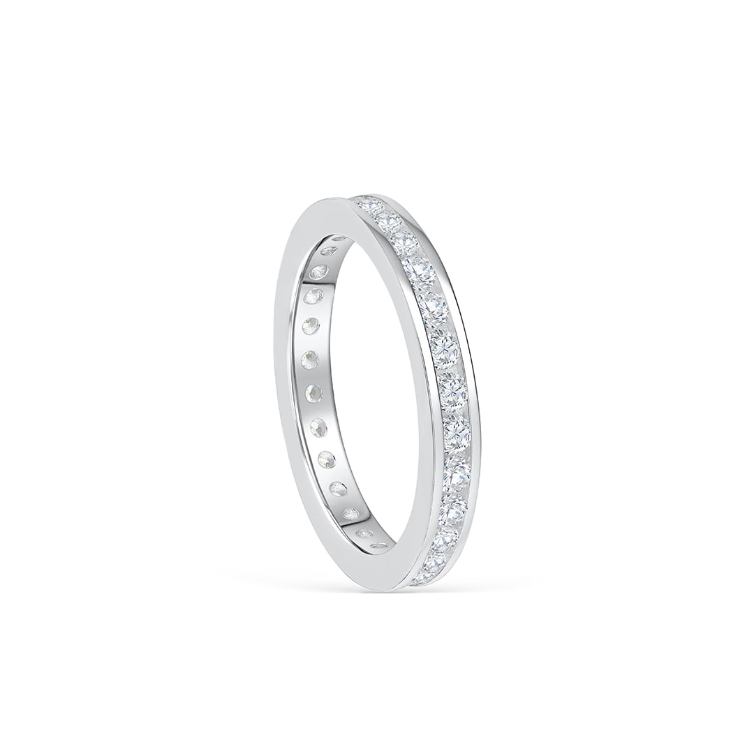 Stunning 0.3 TCW Round Moissanite Stones Channel Wedding Band 2