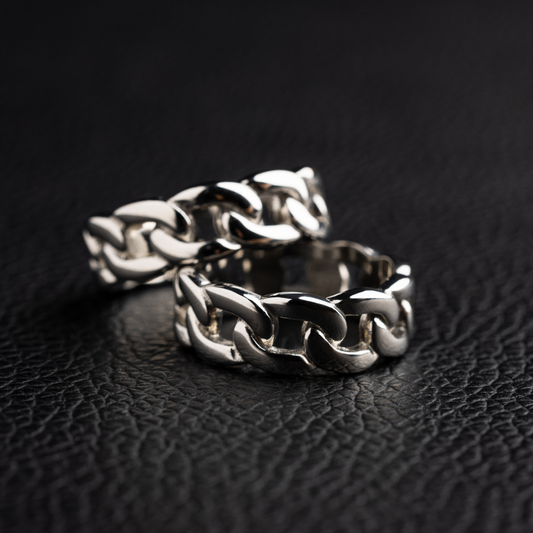Cuban Style Silver Men's Wedding Band 2