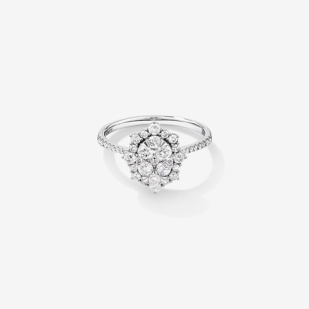 Stunning 0.93 TCW Round Moissanite Engagement Ring With Halo & Pave Design 1
