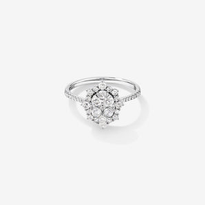 Stunning 0.93 TCW Round Moissanite Engagement Ring With Halo & Pave Design