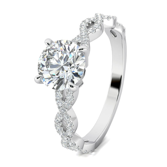 Stunning 0.5 CT Round Moissanite Stones Engagement Ring In Twisted Pave Design 2