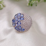 6.5 CT Round Floral Cluster Style Lavender-Blue Tanzanite Ring 1