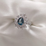 1.0 CT Pear Cut Flower Style London Blue Topaz Ring 3