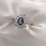 1.0 CT Pear Cut Flower Style London Blue Topaz Ring 3