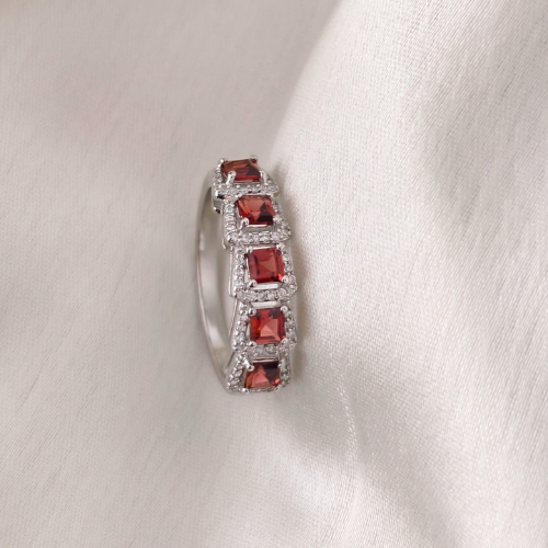 2.5 TCW Red Garnets Full Eternity Wedding Band 4